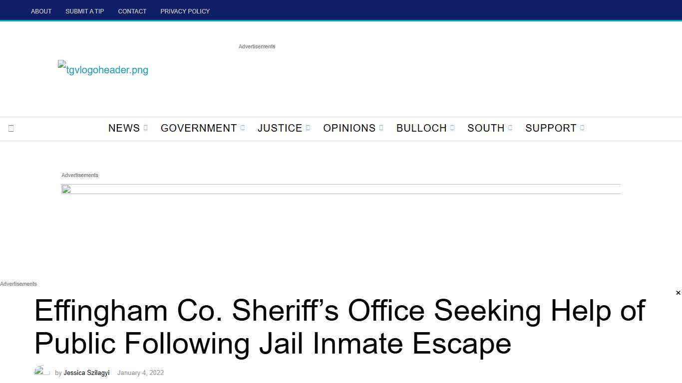 Effingham Co. Sheriff's Office Seeking Help of Public Following Jail Inmate Escape • The Georgia Virtue